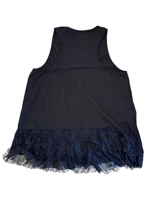 Umgee Black Sleeveless Flared Lace Trim Tank Top Size 1X - Picture 3 of 10